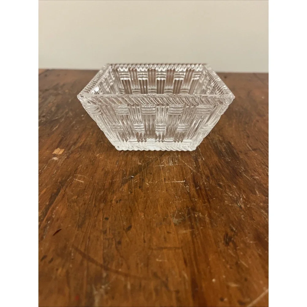 Tiffany & Co Glass Crystal Square Trinket Candy Dish 4